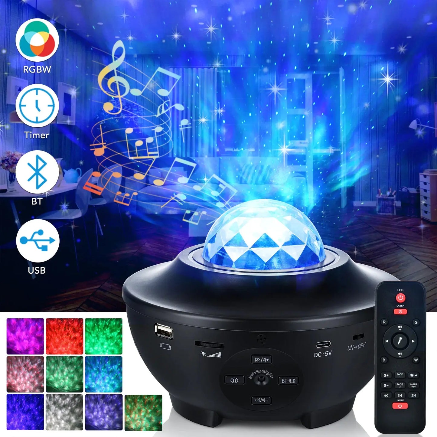 Black Galaxy Projector – 360° Star Light for Bedroom ModernoMarket