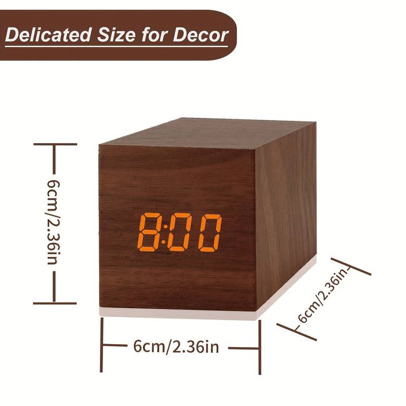 Wooden LED Digital Alarm Clock – Modern Minimalist Design