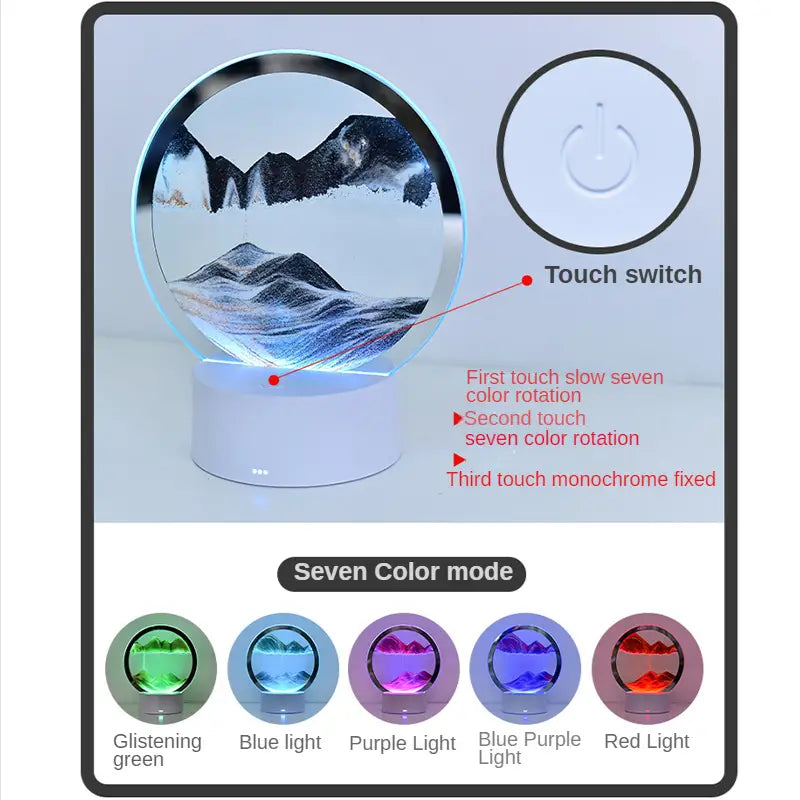 RGB LED Sandscape Table Lamp with Moving Sand Art ModernoMarket
