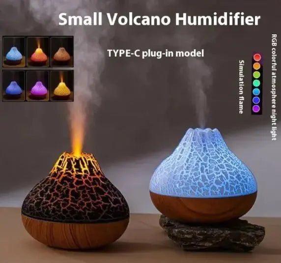Volcano Style Essential Oil Diffuser – LED Wood Grain Humidifier ModernoMarket